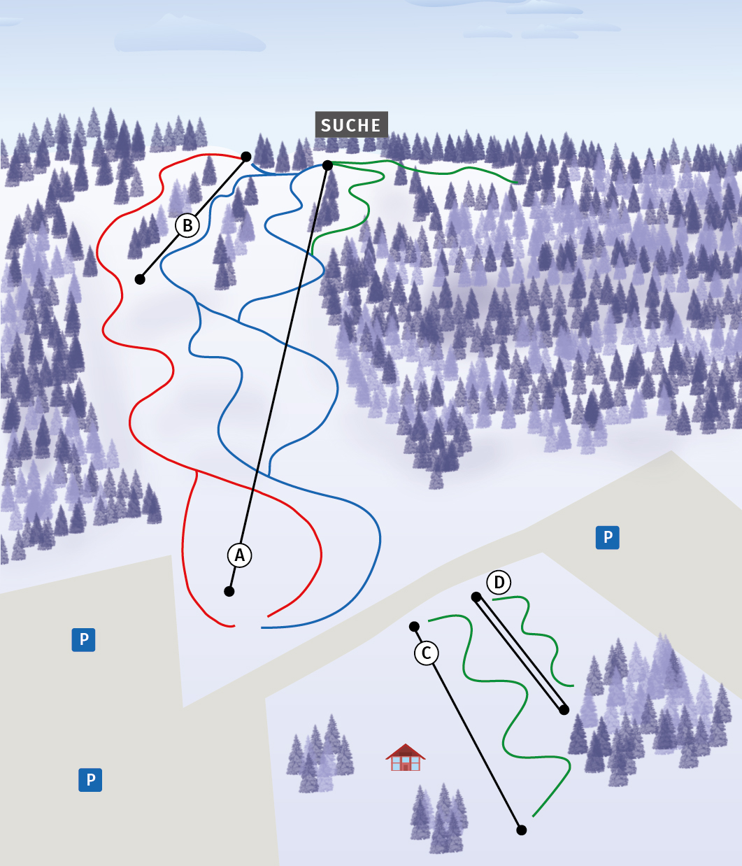mapa stacji narciarskiej Suche