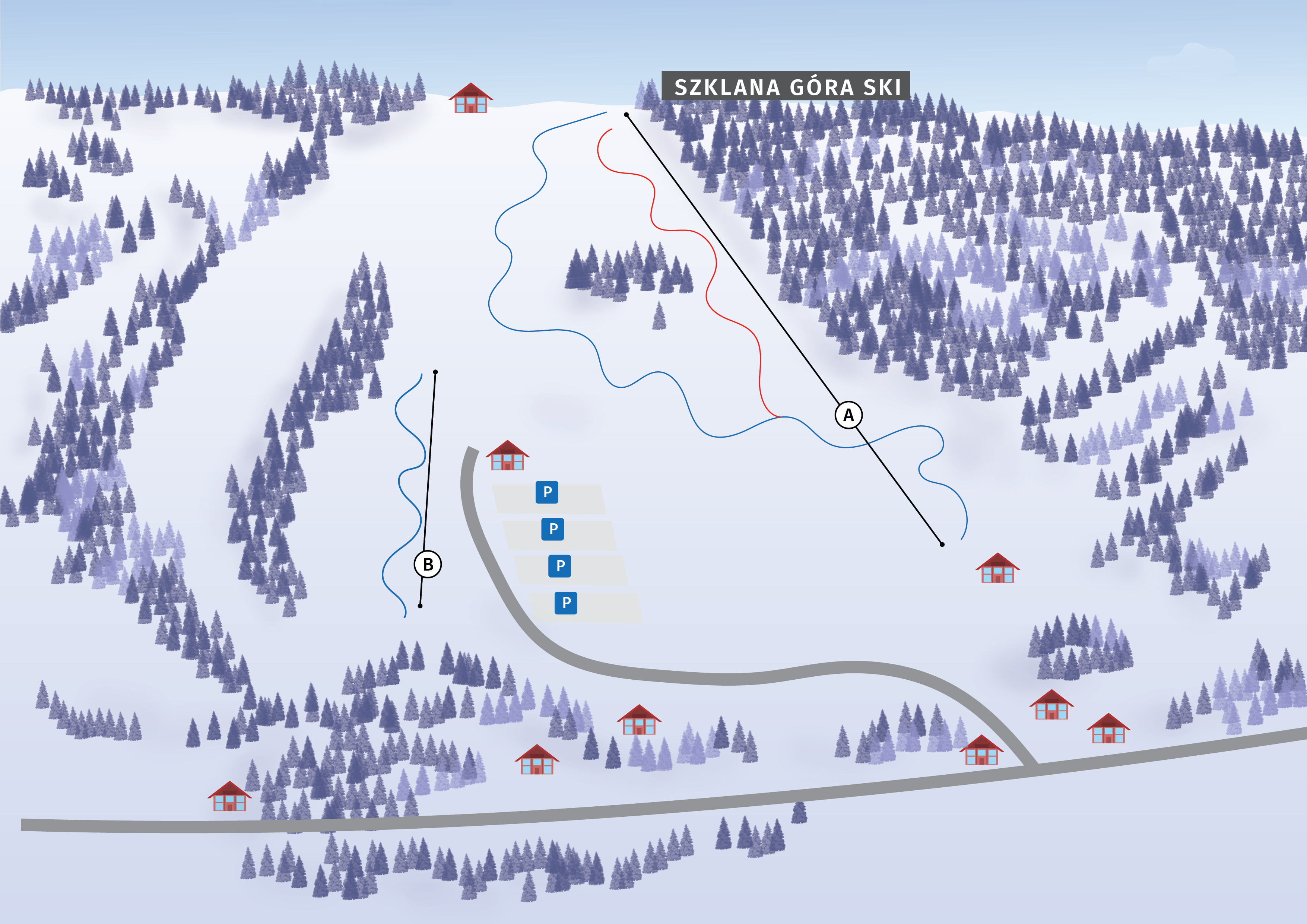 mapa stacji narciarskiej Szklana Góra Ski