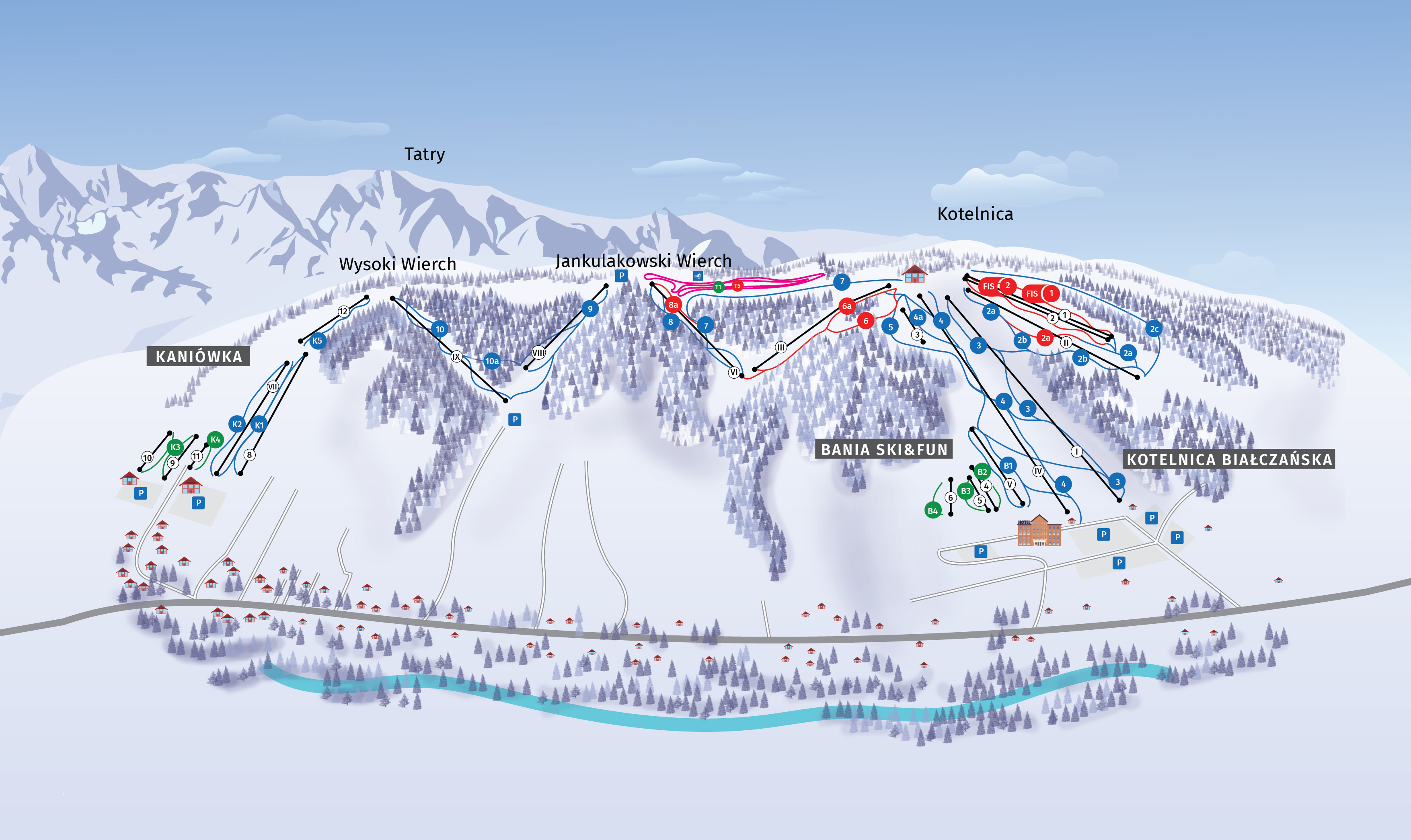 mapa stacji narciarskiej Kaniówka