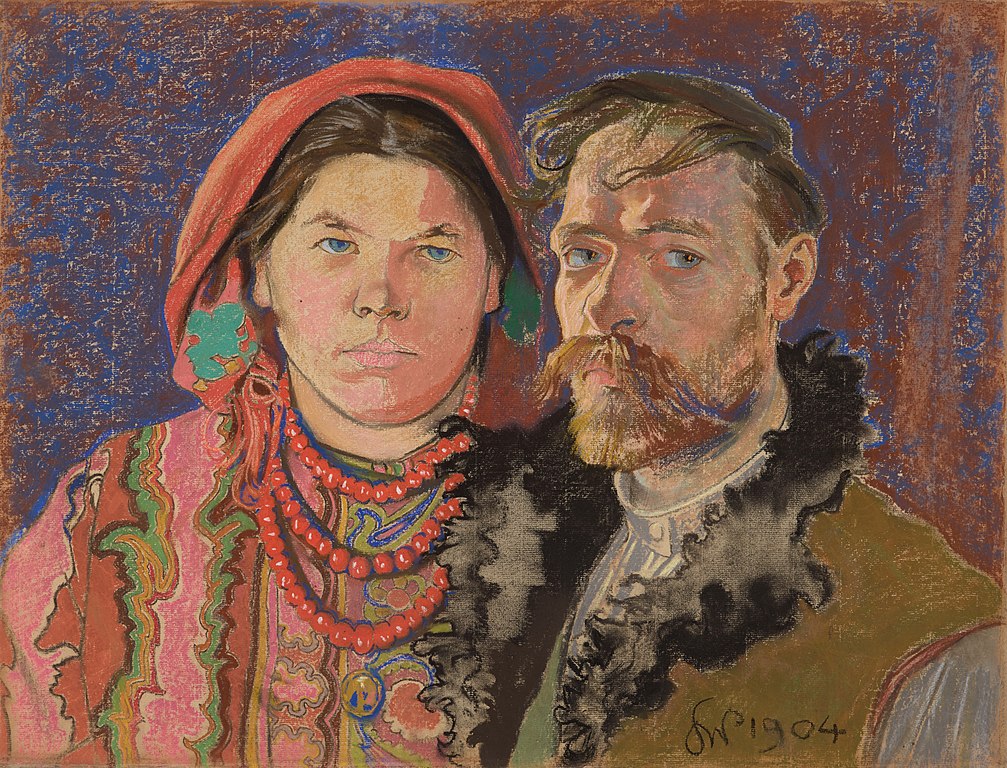 Obraz Stanisława Wyspiańskiego przedstawiający artystę i jego żonę w stroju ludowym